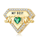 925 Silver Mom Charm with 12 Birthstones for Women Bracelet