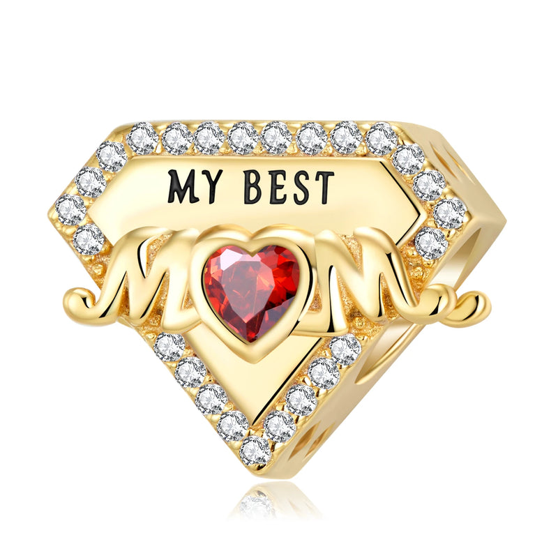 925 Silver Mom Charm with 12 Birthstones for Women Bracelet