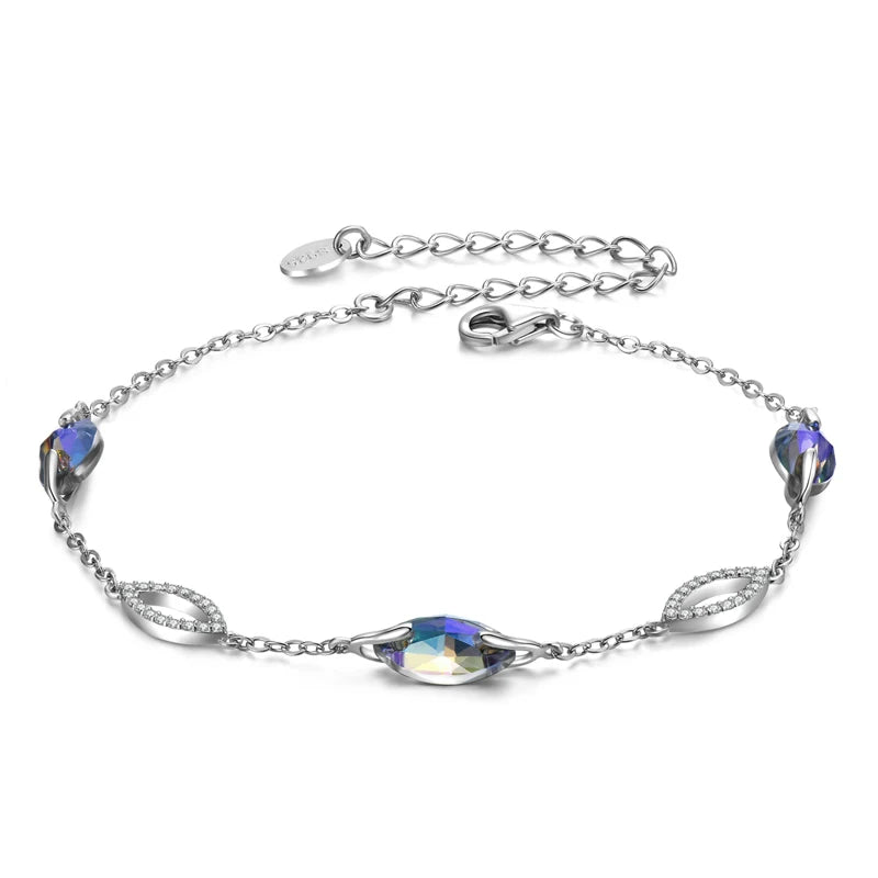 925 Sterling Silver Lucky Red Clover Chain Bracelet Women's Gift