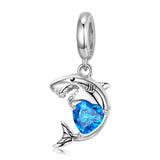 Family Beads 925 Silver Moon Shark Charm for European Bracelet