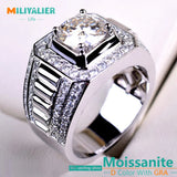 925 Sterling Silver Men's Wedding Rings 1ct VVS1 D Moissanite Engagement