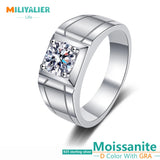 925 Silver Frosted Wedding Rings Men 1ct VVS1 D Moissanite Engagement Jewelry