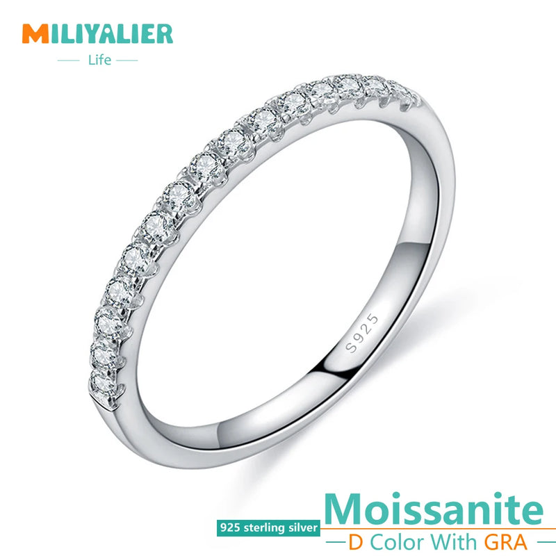 925 Silver Pass Diamond Test Round Moissanite Ring Cocktail Jewelry