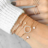 4 Pcs/Set Arrow Knot Crystal Bracelets Multilayer Adjustable Open B...