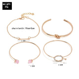 4 Pcs/Set Arrow Knot Crystal Bracelets Multilayer Adjustable Open B...