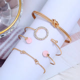 4 Pcs/Set Arrow Knot Crystal Bracelets Multilayer Adjustable Open B...