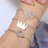 4 Pcs/Set Arrow Knot Crystal Bracelets Multilayer Adjustable Open B...