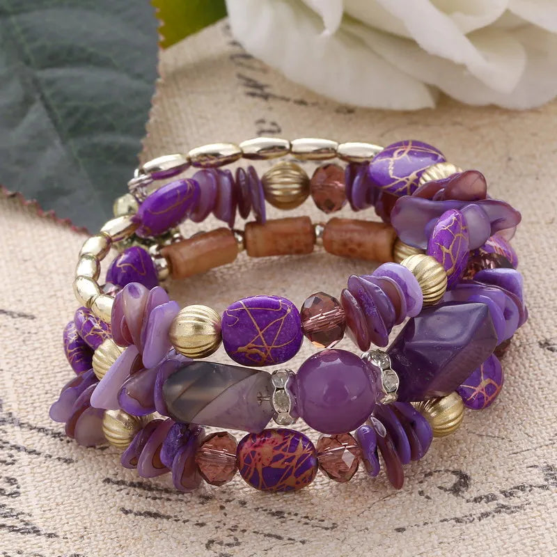 Bohemia Summer Sweet Bead Bracelet&Bangle Women Shell Gravel Layers Cuff