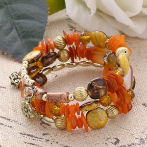 Bohemia Summer Sweet Bead Bracelet&Bangle Women Shell Gravel Layers Cuff
