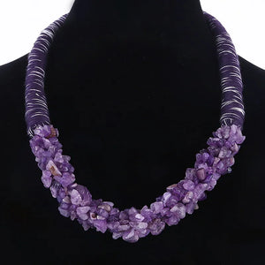 Natural Stone Pendant Choker Necklace Coral Rope Necklace For Women