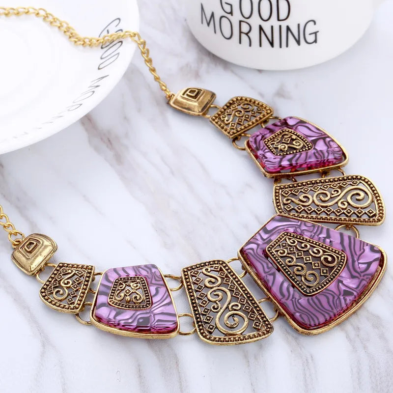 Vintage Geometric Choker Necklace For Women Retro Party Jewelry