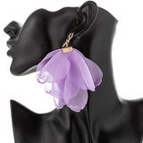 Chiffon Flower Earrings Wedding Jewelry DIY Dangle Earrings for Women
