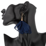 Chiffon Flower Earrings Wedding Jewelry DIY Dangle Earrings for Women