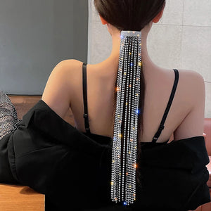 Rhinestone Ponytail Tassel Hair Chain Headwear Crystal Hair Pin Jewelry