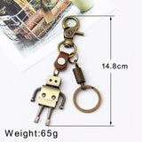 Robot Pendant Leather Keychain Vintage Charms Car Key Rings