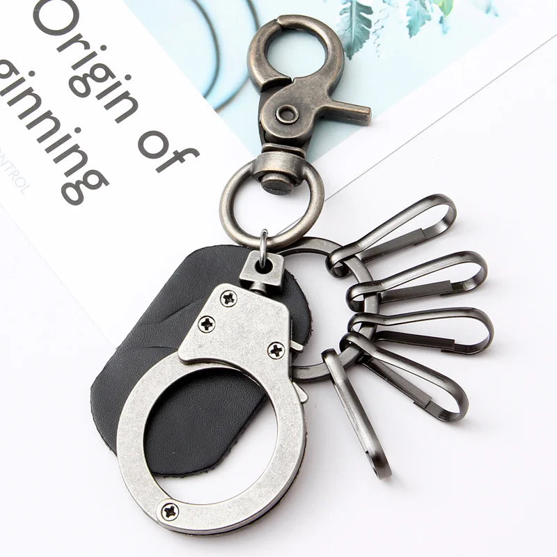 Robot Pendant Leather Keychain Vintage Charms Car Key Rings