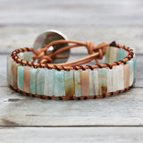 Natural Stone Leather Wrap Bracelet Charm Jewelry