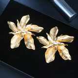 Petal Flower Stud Earrings Large Metal Earring