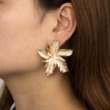 Petal Flower Stud Earrings Large Metal Earring