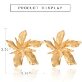 Petal Flower Stud Earrings Large Metal Earring