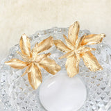 Petal Flower Stud Earrings Large Metal Earring