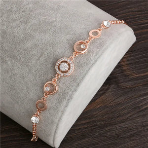 Rose Chain Bracelet Crystal Wedding Jewelry Ladies Charm Wrist Bracelet