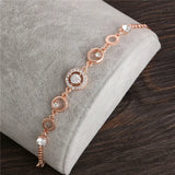 Rose Chain Bracelet Crystal Wedding Jewelry Ladies Charm Wrist Bracelet