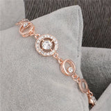 Rose Chain Bracelet Crystal Wedding Jewelry Ladies Charm Wrist Bracelet