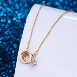 Crystal Wedding Ring Pendant Necklace for Women