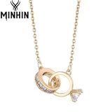 Crystal Wedding Ring Pendant Necklace for Women