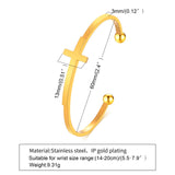 Minimalist Cross Cuff Bracelet Stainless Steel Open Bangle for Men
