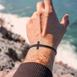 Minimalist Cross Cuff Bracelet Stainless Steel Open Bangle for Men