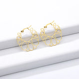 MINIXED Round Hollow Earring Studs Rose Girl