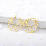 MINIXED Round Hollow Earring Studs Rose Girl