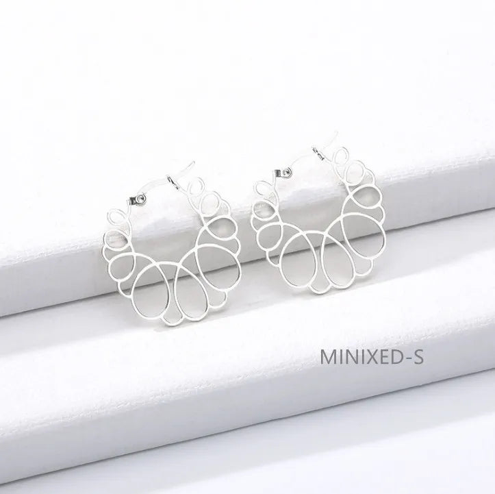 MINIXED Round Hollow Earring Studs Rose Girl