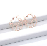MINIXED Round Hollow Earring Studs Rose Girl