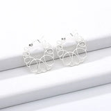 MINIXED Round Hollow Earring Studs Rose Girl