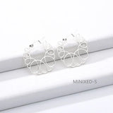 MINIXED Round Hollow Earring Studs Rose Girl