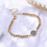 MIQIAO 14K Yellow Evil Eyes Crystal Beads Bracelet for Women Gift