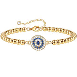 MIQIAO 14K Yellow Evil Eyes Crystal Beads Bracelet for Women Gift