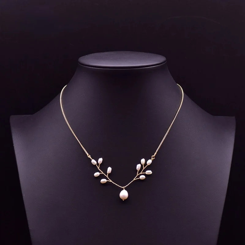 MIQIAO 18K Plated Pearl Leaf Pendant Necklace for Women