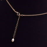 MIQIAO 18K Plated Pearl Leaf Pendant Necklace for Women