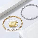 Italian 14K 925 Sterling Silver Hand Bracelet Chain 16.5 18 19 20 21.5