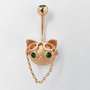 925 Silver Belly Rings Body Piercing Glasses Cat Woman Navel Piercing