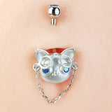 925 Silver Belly Rings Body Piercing Glasses Cat Woman Navel Piercing