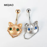 925 Silver Belly Rings Body Piercing Glasses Cat Woman Navel Piercing