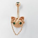 925 Silver Belly Rings Body Piercing Glasses Cat Woman Navel Piercing