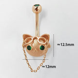 925 Silver Belly Rings Body Piercing Glasses Cat Woman Navel Piercing