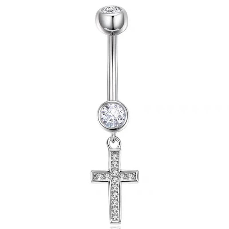 925 Silver Cross Belly Button Piercing Women Jewelry
