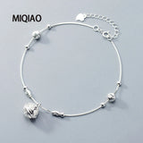 925 Silver Anklet Women Chain Retro Palace Bell Female Summer Accessory